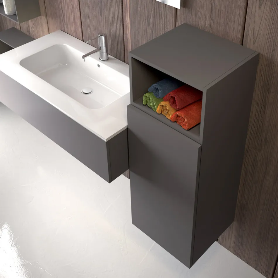 Compozitie de baie suspendata in fenix gri fum fabricata in Italia, Napoli Viadurini