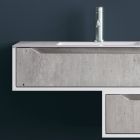Compoziție suspendată pentru baie, oglindă și baze din beton Made in Italy - Polsen Viadurini