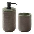 Compozitie baie verde completata cu accesorii si dulap de sol - Sylviane Viadurini