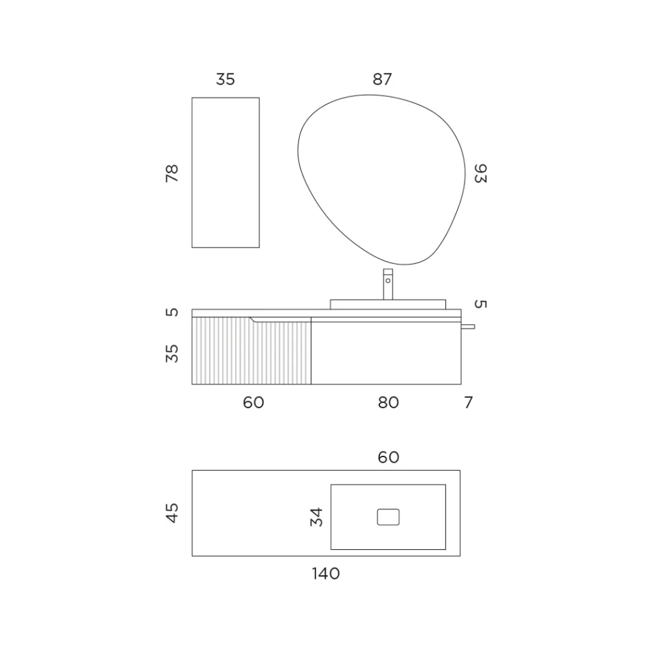 Compoziție de baie verde salvie și stejar cannettato, fabricată în Italia - Uranus Viadurini