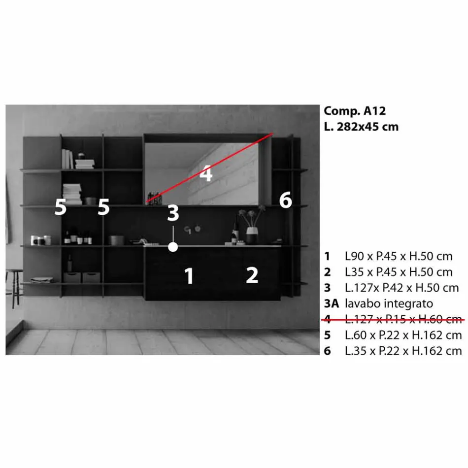 Compoziție mobilă de baie suspendată și modernă, mobilier de design - Callisi12 Viadurini