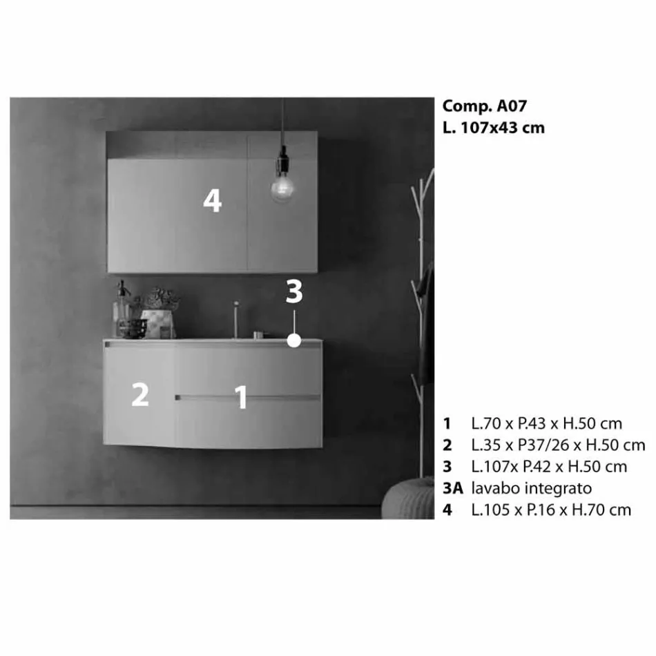 Compoziție de baie modernă și suspendată Fabricat în Italia Design - Callisi7 Viadurini
