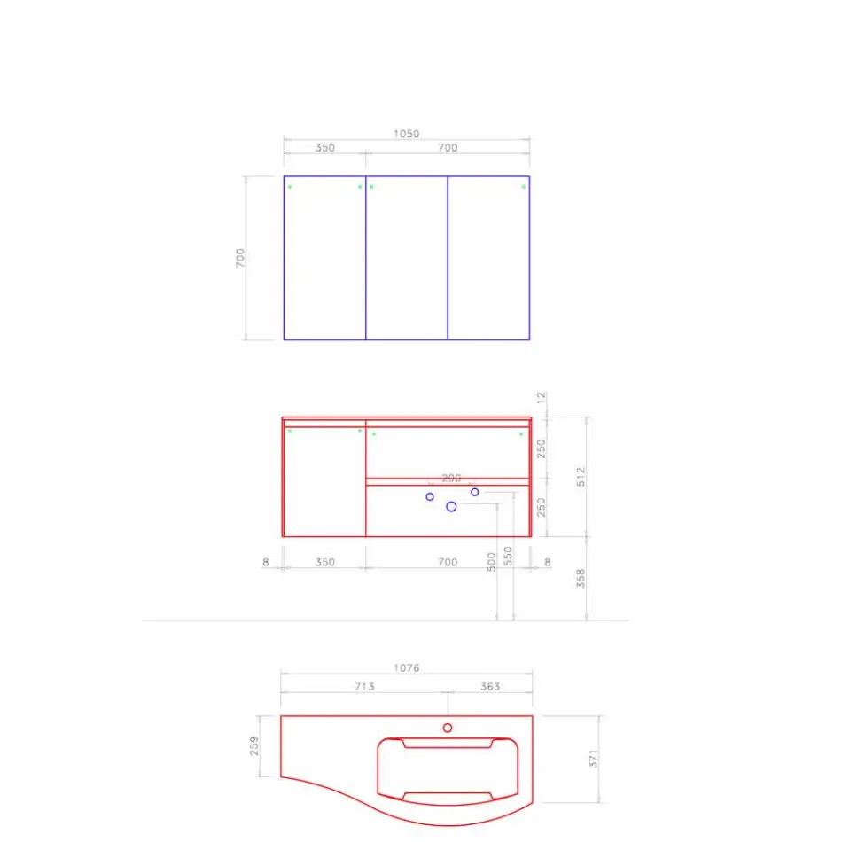 Compoziție de baie modernă și suspendată Fabricat în Italia Design - Callisi7 Viadurini