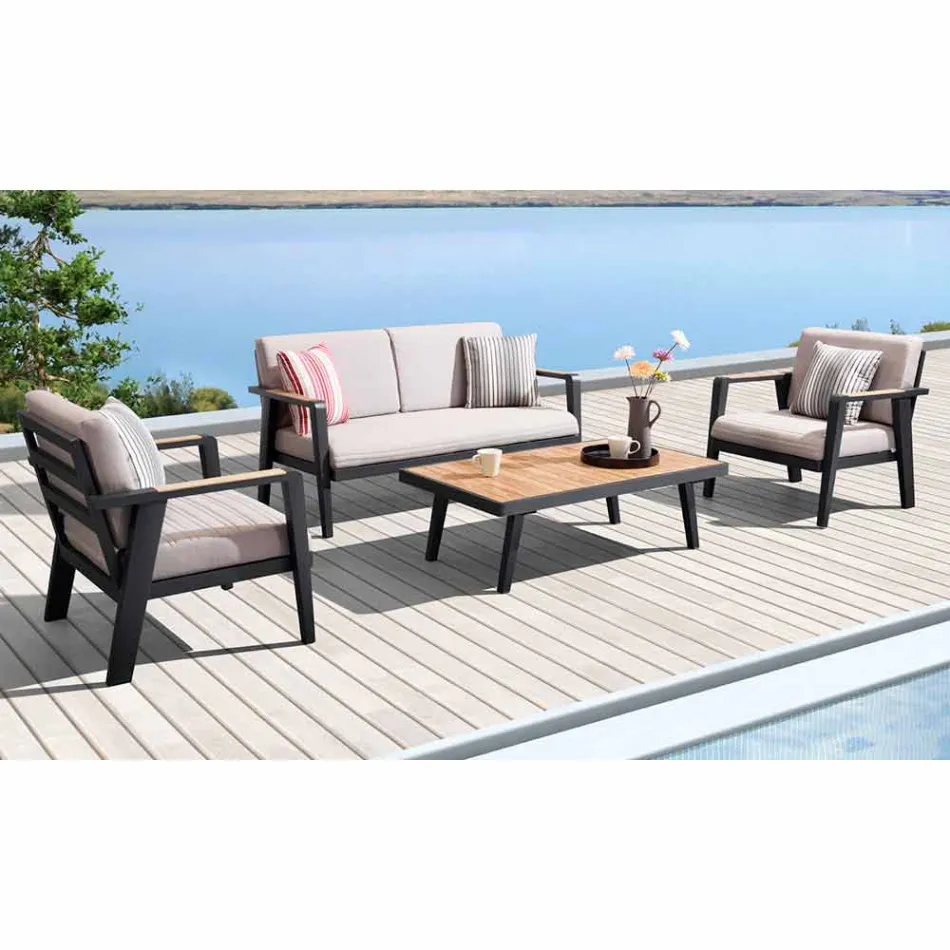 Compoziție de grădină Canapea cu 2 locuri, 2 fotolii și măsuță de cafea - Moira Viadurini