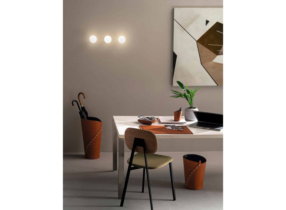 Compoziție modernă de birou de design în piele confecționată în Italia - Giulio