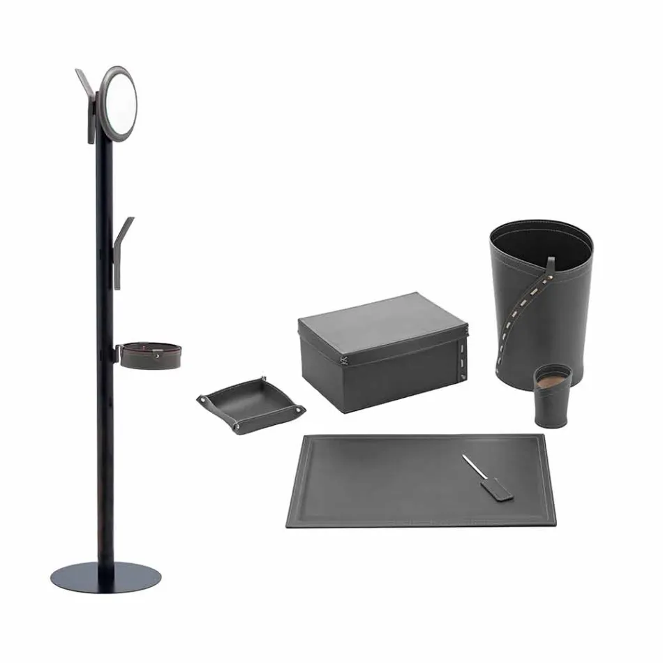 Compoziție modernă de birou de design în piele fabricată în Italia - Andrea Viadurini