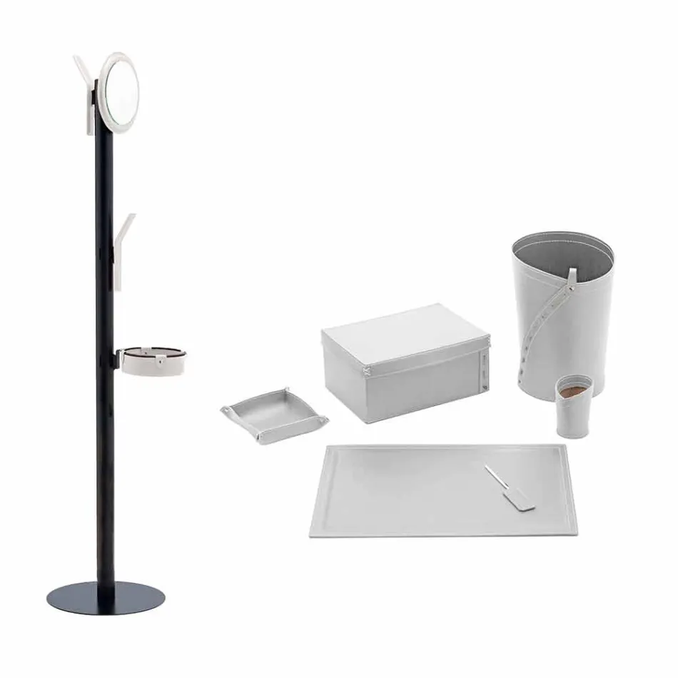 Compoziție modernă de birou de design în piele fabricată în Italia - Andrea Viadurini