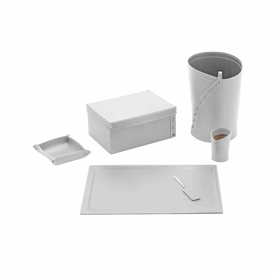 Compoziție modernă de birou de design în piele fabricată în Italia - Andrea Viadurini