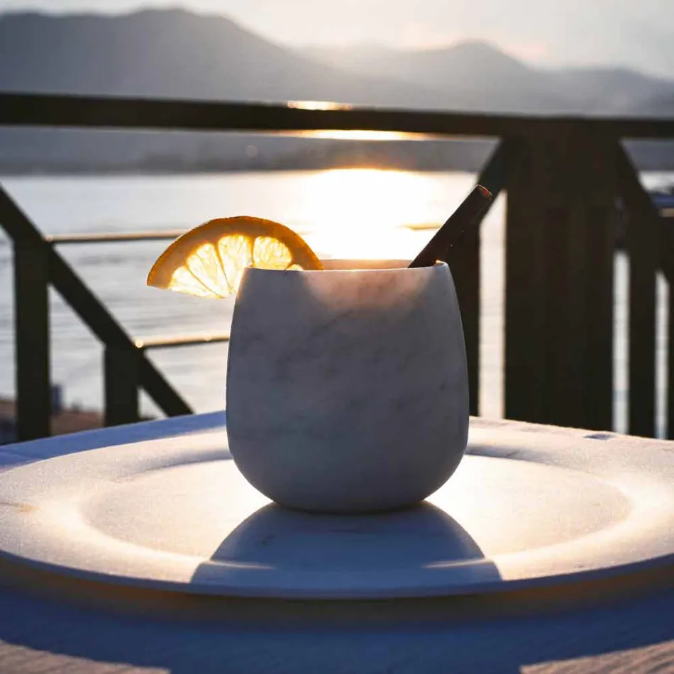 Compoziție de 2 pahare în marmură albă de Carrara Made in Italy - Dolla Viadurini