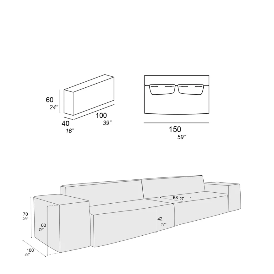 Compozitie 2 Canapele cu Spatar si 2 Cotiere - Bizarre Viadurini