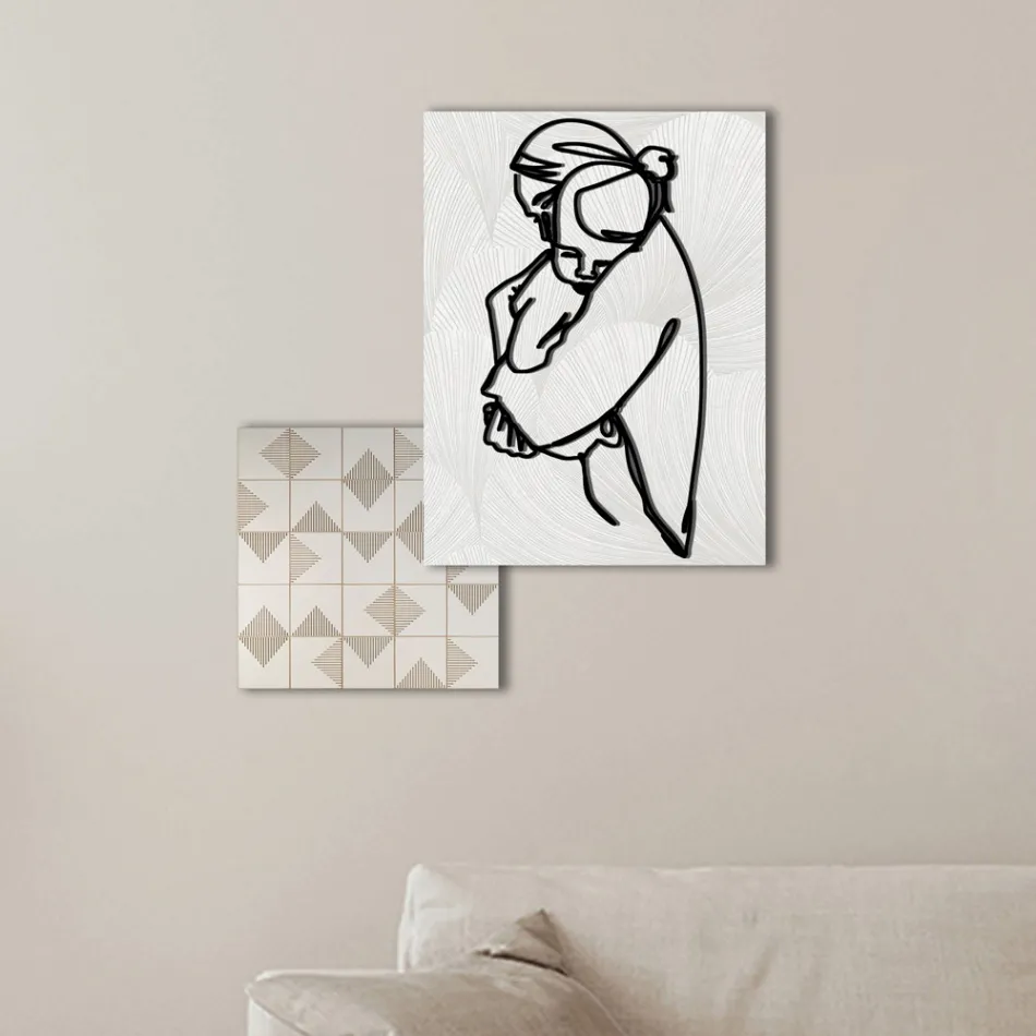 Compozitie din 2 panouri cu stilizarea unei imbratisari Made in Italy - Kyoko Viadurini