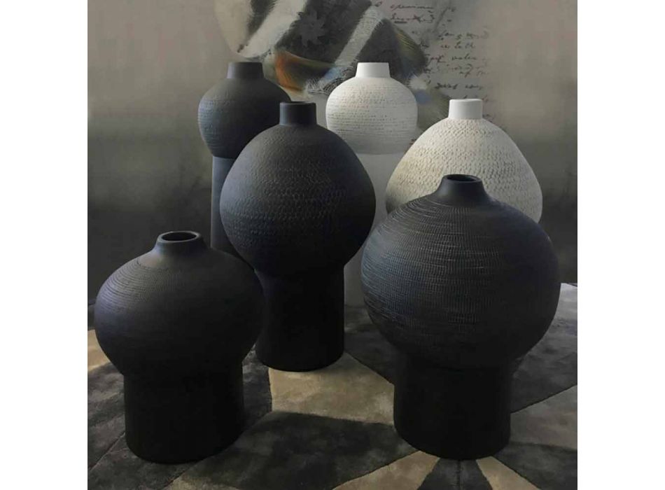 Compoziția a 2 vaze decorative în ceramică decorată - Lampedusa Viadurini