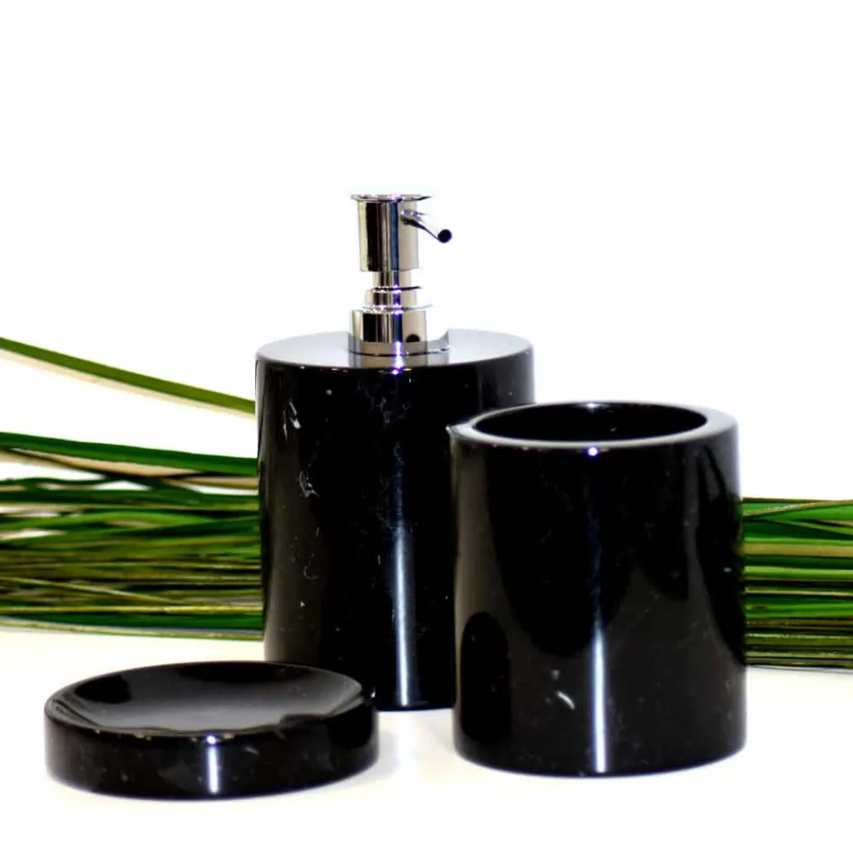 Compoziția a 3 accesorii de baie din marmură lustruită Made in Italy - Trevio Viadurini