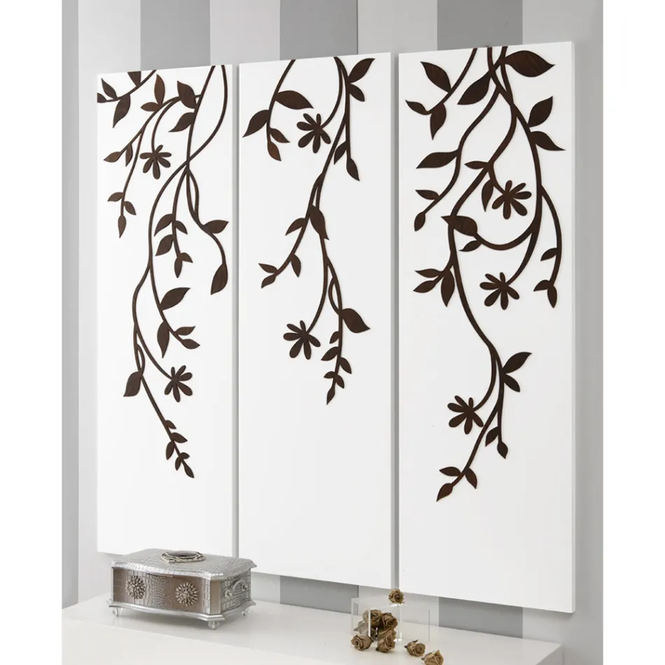 Compoziție din 3 panouri reprezentând 3 ramuri și frunze Made in Italy - Barney Viadurini