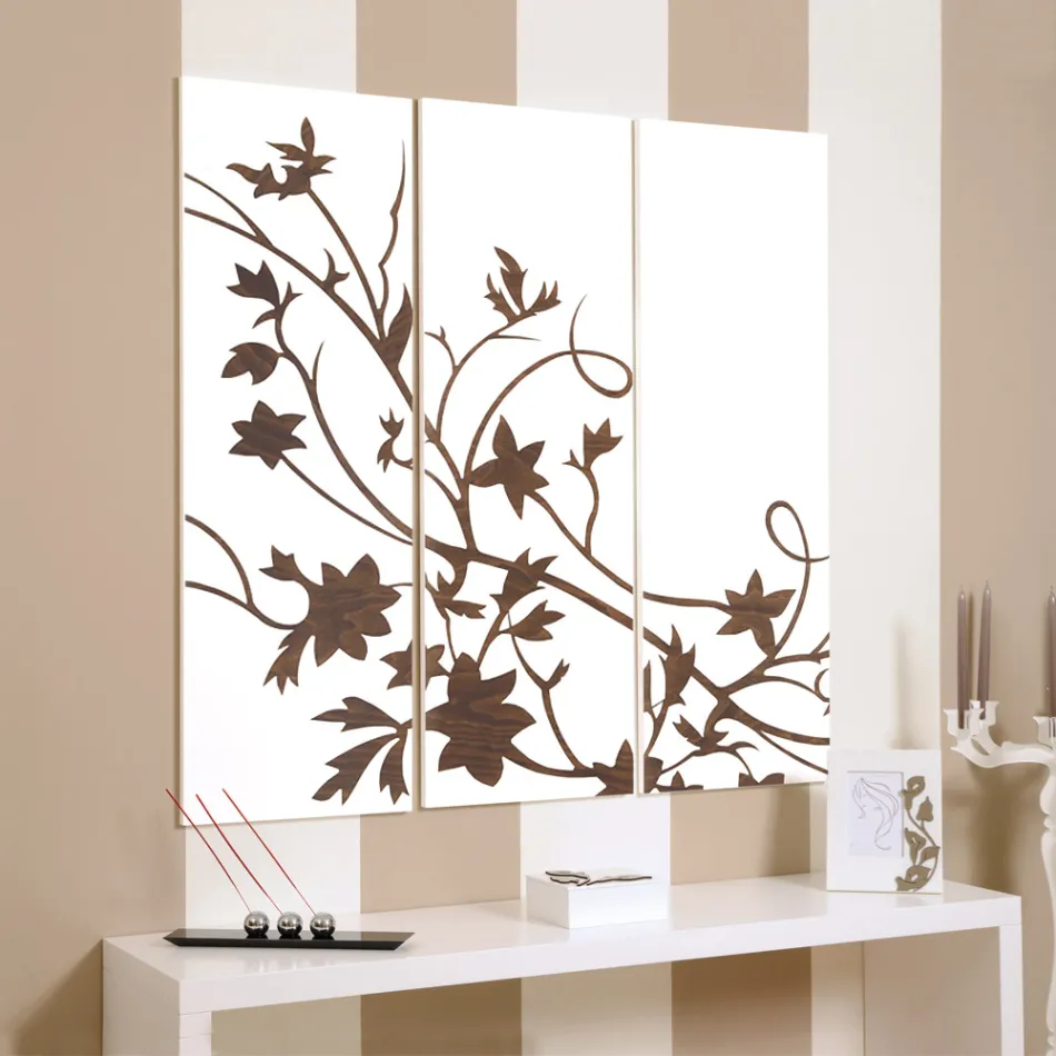 Compoziție din 3 panouri care înfățișează o ramură cu frunze Made in Italy - Ashton Viadurini