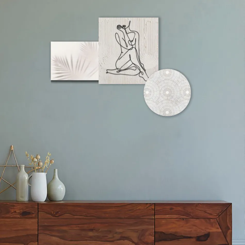 Compozitie din 3 panouri cu stilizarea unei femei Made in Italy - Kaori Viadurini