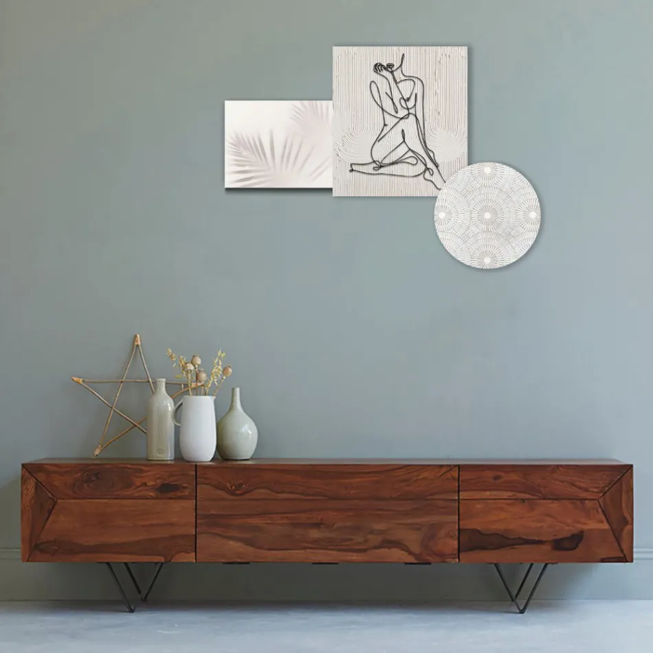 Compozitie din 3 panouri cu stilizarea unei femei Made in Italy - Kaori Viadurini