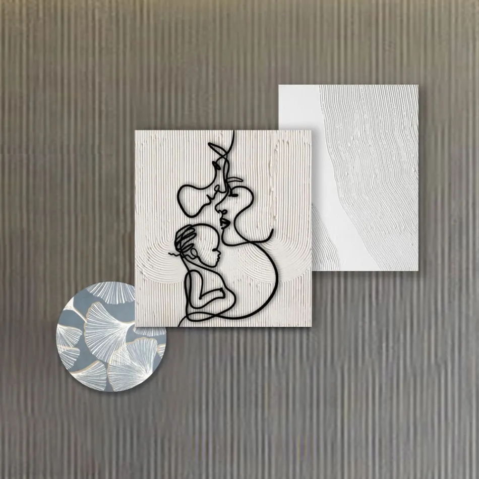 Compozitie 3 Panouri cu Stilizarea Iubirii Made in Italy - Keina Viadurini