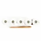 Compoziție a 3 suporturi pentru lumânări din marmură albă de Carrara fabricate în Italia - Astol Viadurini