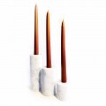 Compoziție a 3 suporturi pentru lumânări din marmură albă de Carrara fabricate în Italia - Astol