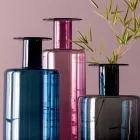 Compoziția a 3 vaze decorative în sticlă afumată, albastră și ametistă - Infinit Viadurini