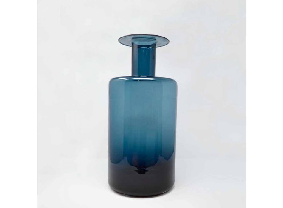 Compoziția a 3 vaze decorative în sticlă afumată, albastră și ametistă - Infinit Viadurini