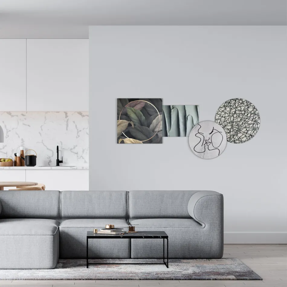 Compozitie 4 Panouri cu Stilizarea Sarutului Made in Italy - Kanna Viadurini