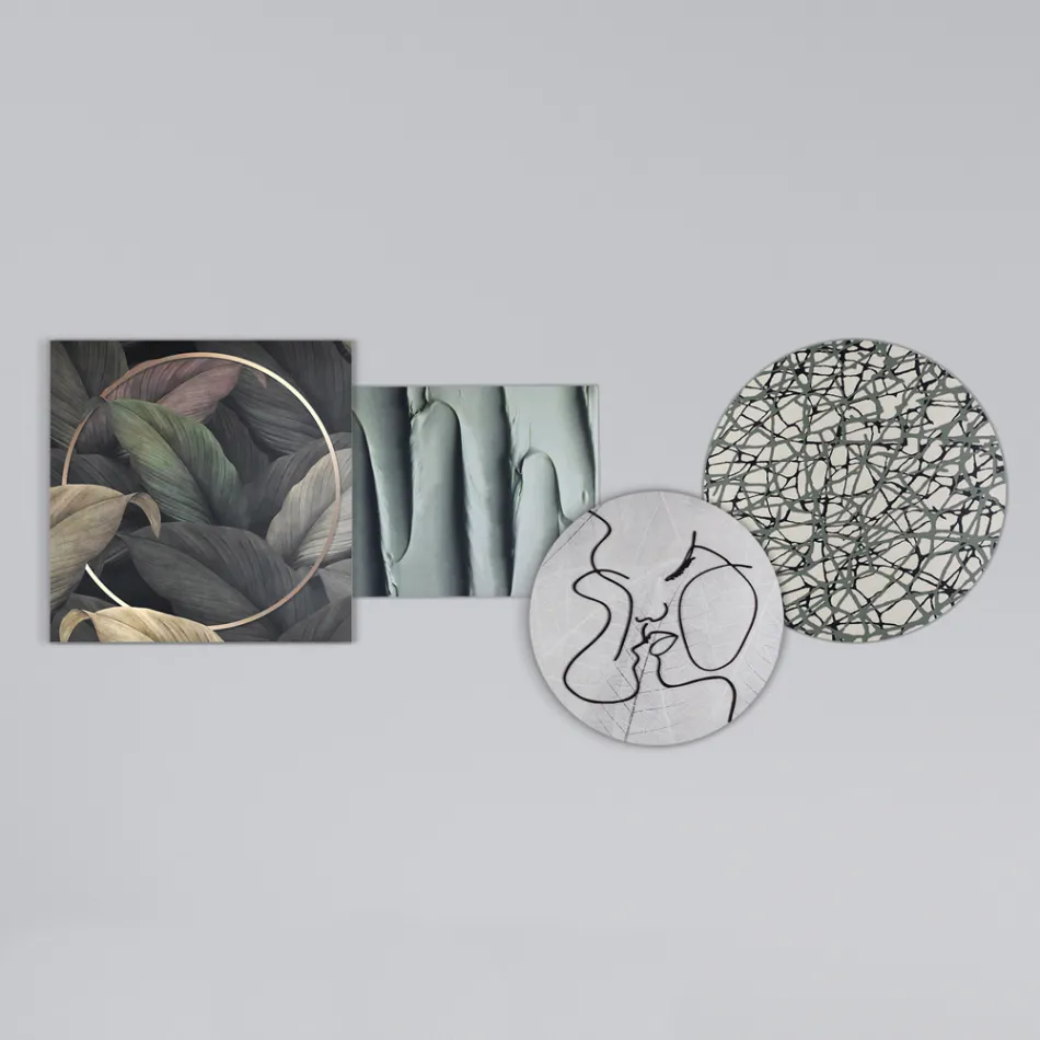 Compozitie 4 Panouri cu Stilizarea Sarutului Made in Italy - Kanna Viadurini