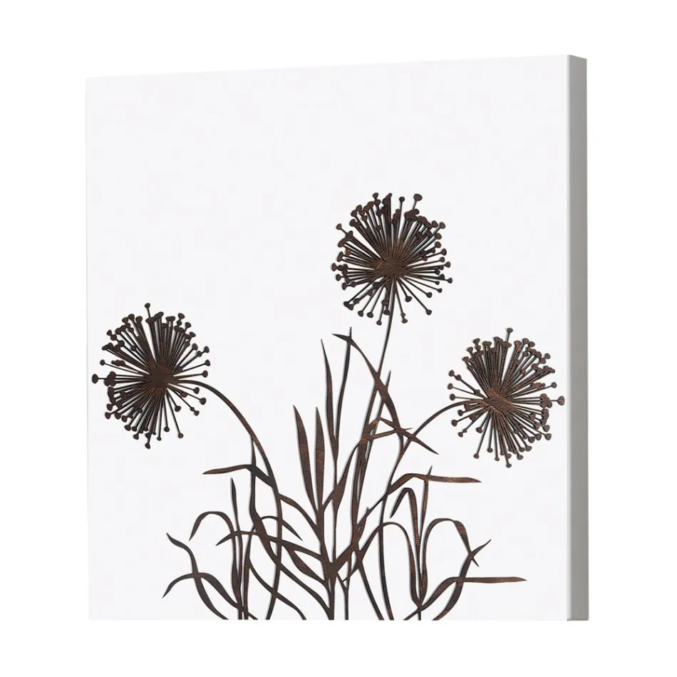 Compozitie 4 Panouri cu Hortensie, Allium si Thypha Made in Italy - Calcul Viadurini