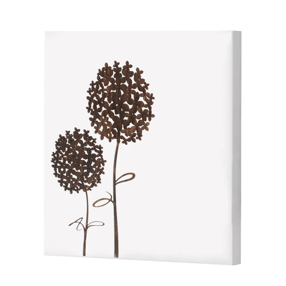 Compozitie 4 Panouri cu Hortensie, Allium si Thypha Made in Italy - Calcul Viadurini