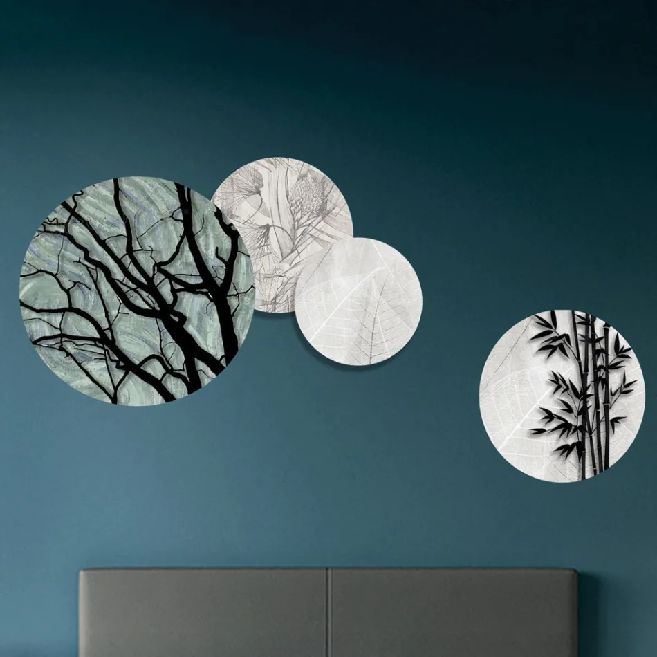 Compozitie din 4 Panouri Rotunde Fabricate cu Laser Made in Italy - Maeko Viadurini