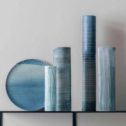 Compoziția a 4 vaze și piese centrale în porțelan pictat manual - Liberio Viadurini