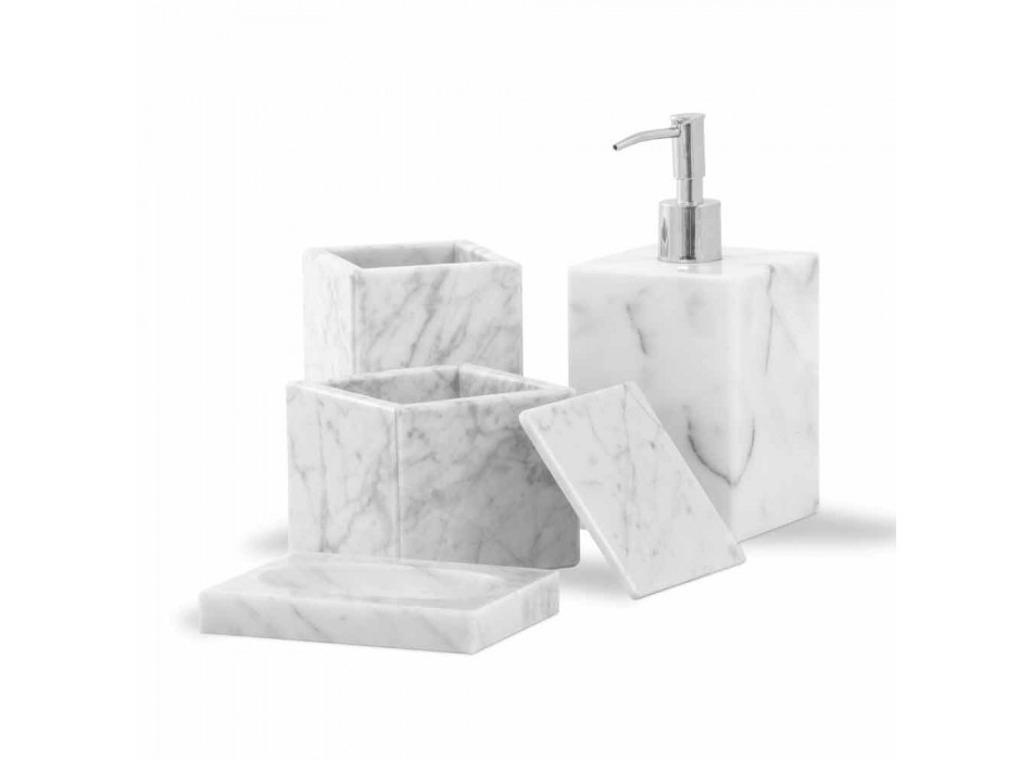 Compoziție de accesorii pentru baie de marmură Realizate în Italia, 4 bucăți - Deano Viadurini