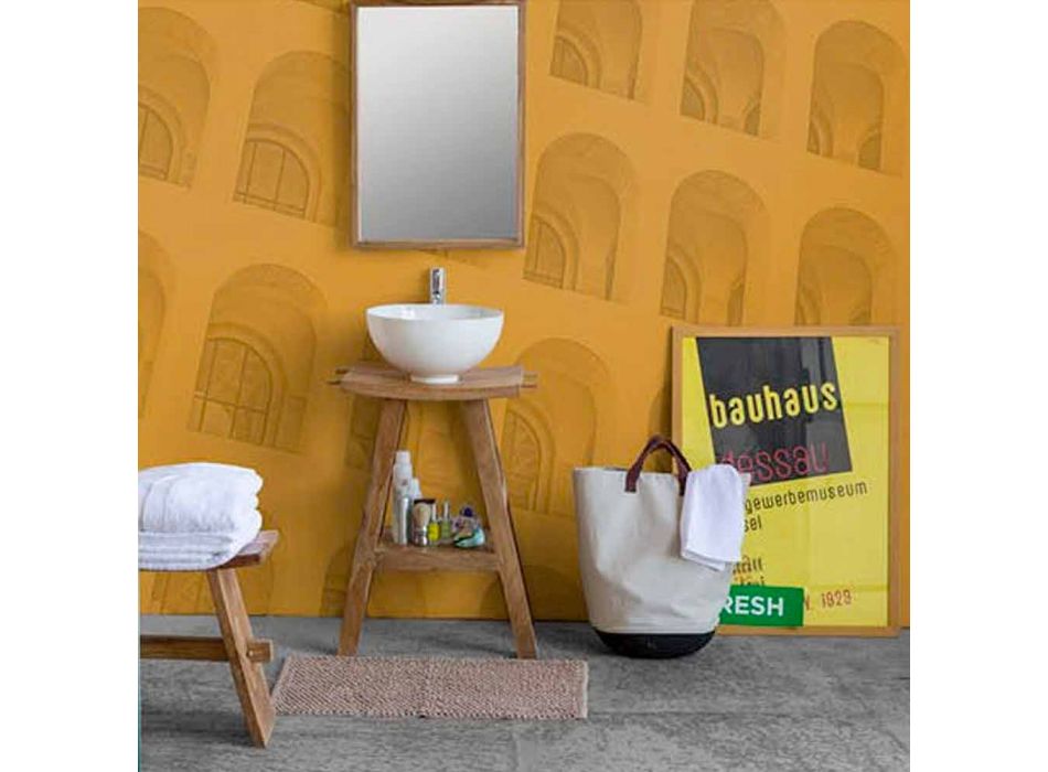 Compoziția mobilierului de baie în tec solid de design modern - Azina Viadurini