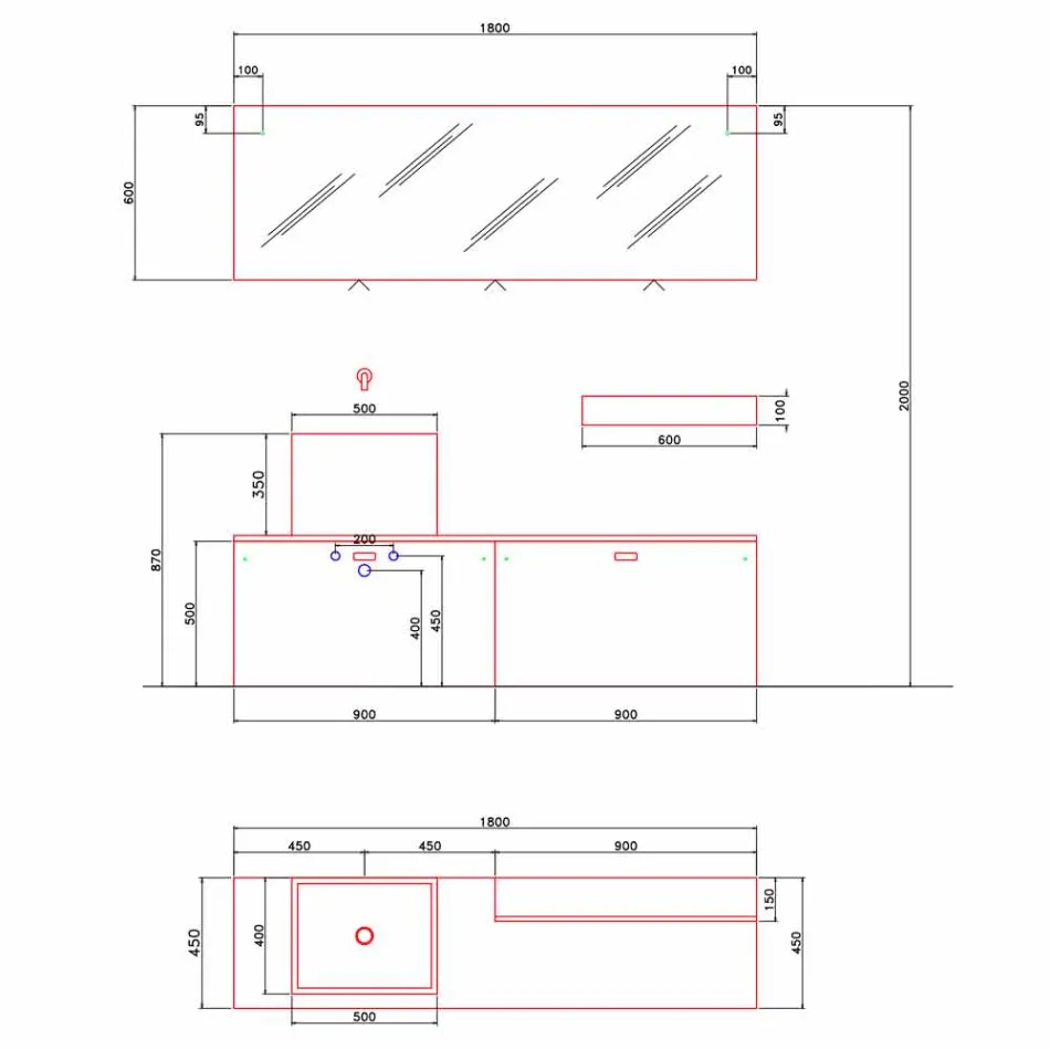 Compoziție de mobilier de baie la sol cu design modern - Farart1 Viadurini