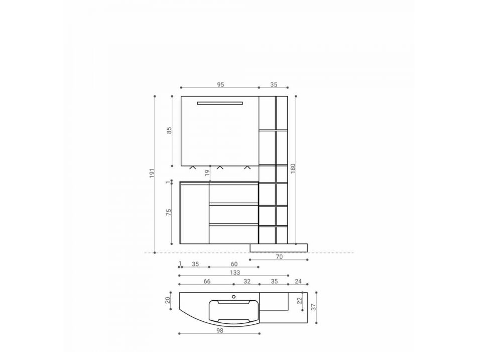 Compoziția mobilierului pentru baie cu design modern - Callisi13 Viadurini