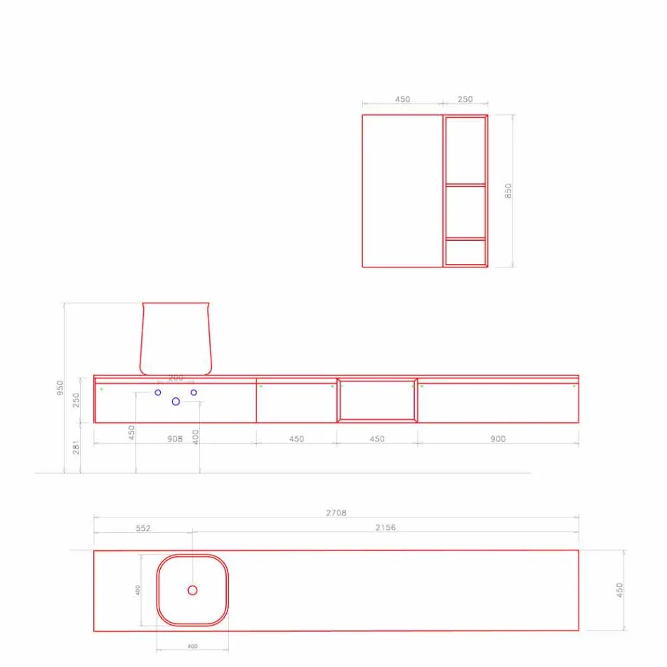 Compoziția mobilierului modern pentru baie, design suspendat Fabricat în Italia - Callisi6 Viadurini