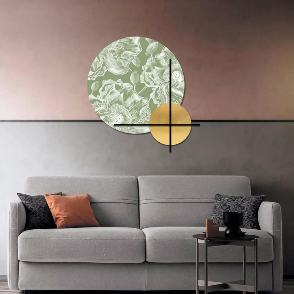 Compozitie Panouri din Lemn Roz sau Verde cu Flori Albe Made in Italy - Fiji Viadurini