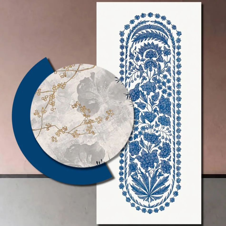 Compoziție de tablouri din lemn cu imprimeu abstract Made in Italy - Brazilia Viadurini