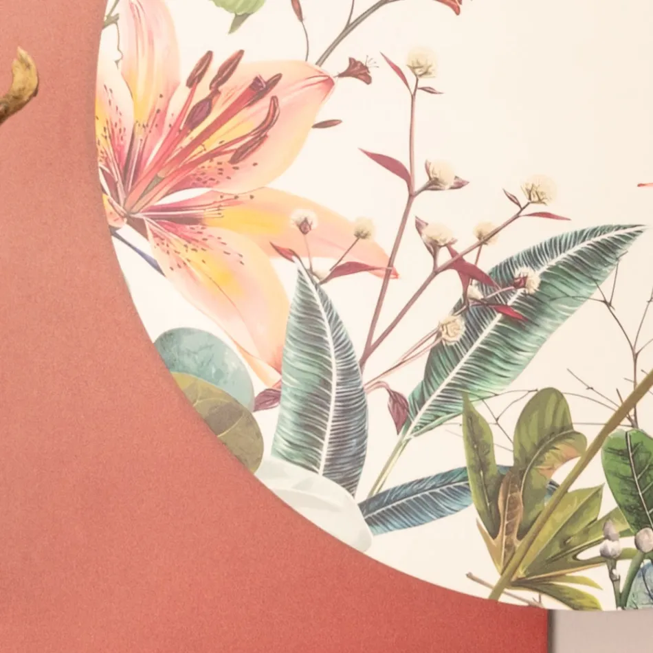 Compoziție de tablouri din lemn cu imprimeuri de fluturi și flori Made in Italy - Ecuador Viadurini