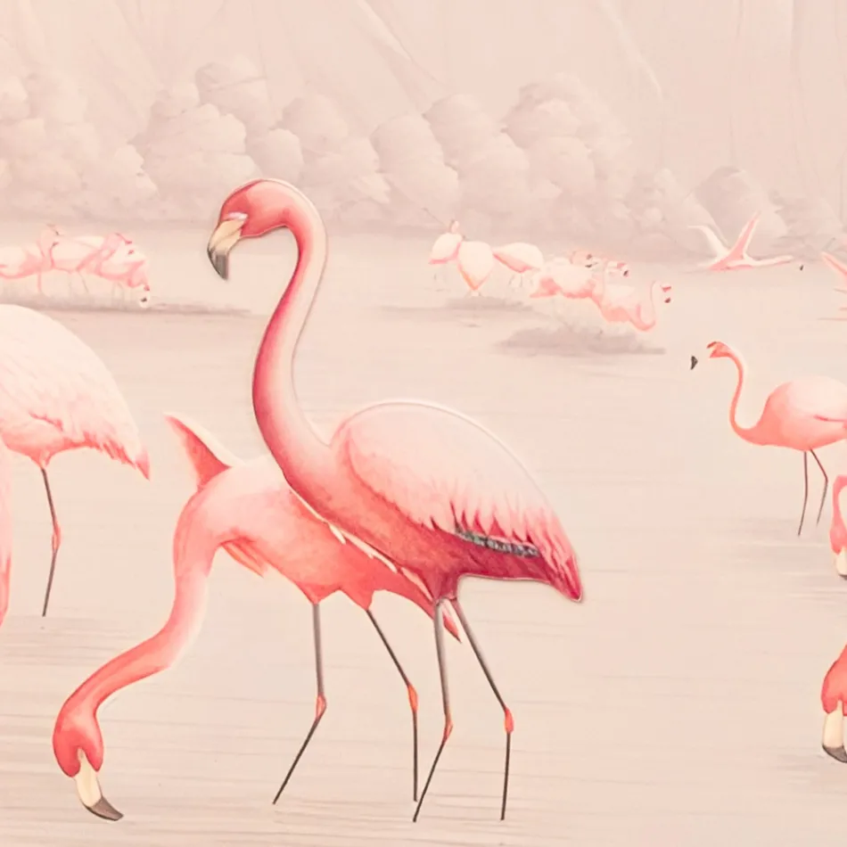 Compoziție de tablouri din lemn cu imprimeu Flamingo Made in Italy - Bahamas Viadurini