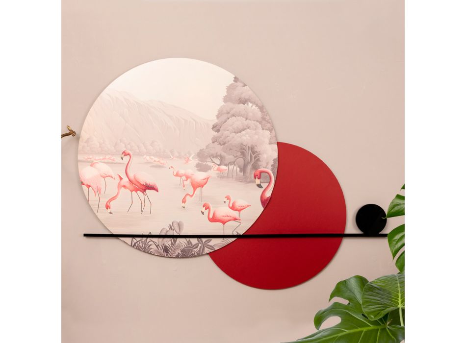 Compoziție de tablouri din lemn cu imprimeu Flamingo Made in Italy - Bahamas Viadurini