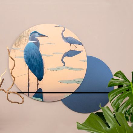 Compoziție de tablouri din lemn cu imprimeu de păsări Made in Italy - Belize Viadurini