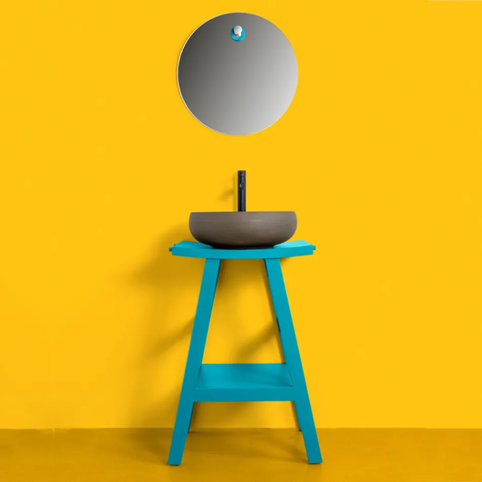 Compoziție dulap de baie autoportant Culoare albastru, inclusiv accesorii - Maryse Viadurini