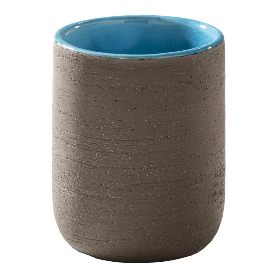 Compoziție dulap de baie autoportant, inclusiv accesorii albastre - Carolie Viadurini