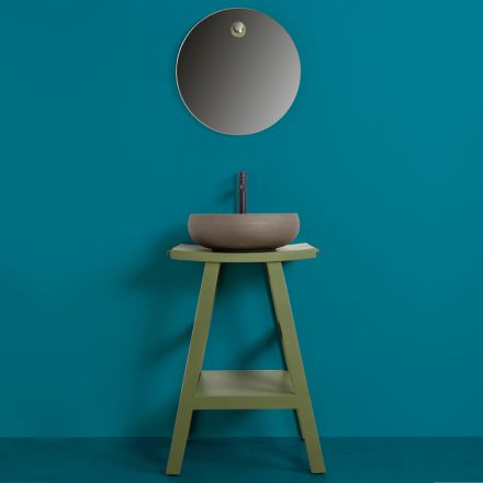 Compoziție dulap de baie cu podea verde și accesorii emailate - Maryse Viadurini
