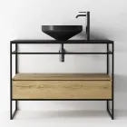 Compozitie Dulap de Baie cu Lavoar, Baza si Oglinda Made in Italy - Hoscar Viadurini