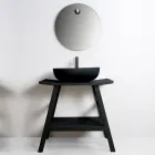 Compoziție dulap de baie neagră cu poliță mare și accesorii - Patryk Viadurini