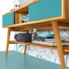 Compozitie Mobilier Baie Pardoseala cu Sertar Design Albastru - Georges Viadurini