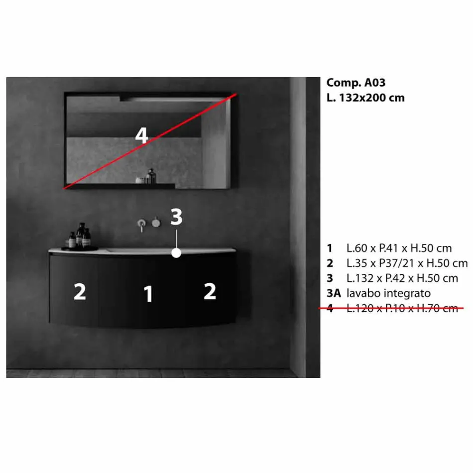 Compoziție mobilier de baie suspendat cu design modern - Callisi3 Viadurini